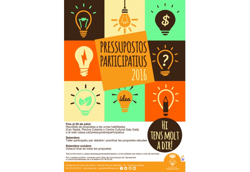 Dimecres finalitza la primera fase dels pressupostos participatius de Cassà