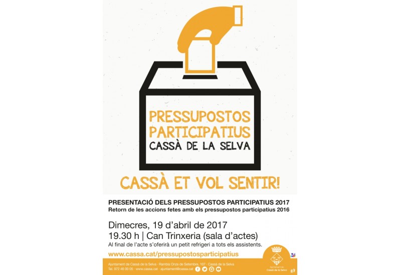 Avui es presenten els pressupostos participatius del 2017
